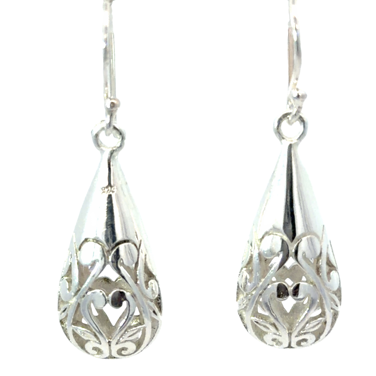 925 DROP HOL FILIGREE TEARDROP EAR - 35X11 - 6g <br/>M12217