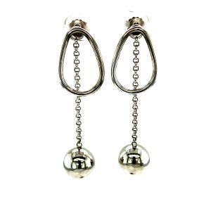 925 BALL ON CHAIN OVAL TUBE EARRINGS - 46X14 - 4.9 <br/>11555