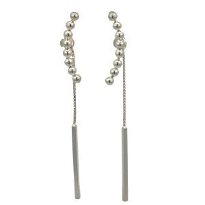 925 BALLS ON CURVE BAR DROP CHAIN EAR - 52X23 2.8g <br/>M12336