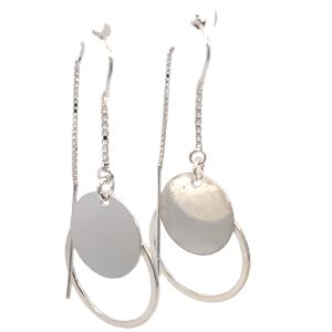 925 CIRCLES+DISC ON CHAIN DROP EAR - 50X20 - 4.45g <br/>M12338