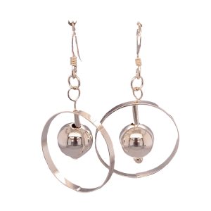 925 BALL IN CIRCLE DROP EARRINGS - 45X23 - 5.2g <br/>M12346