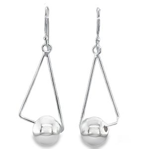 925 BALL IN OUTLINE TRIANGLE DROP EAR - 47X16 3.7g <br/>M12354