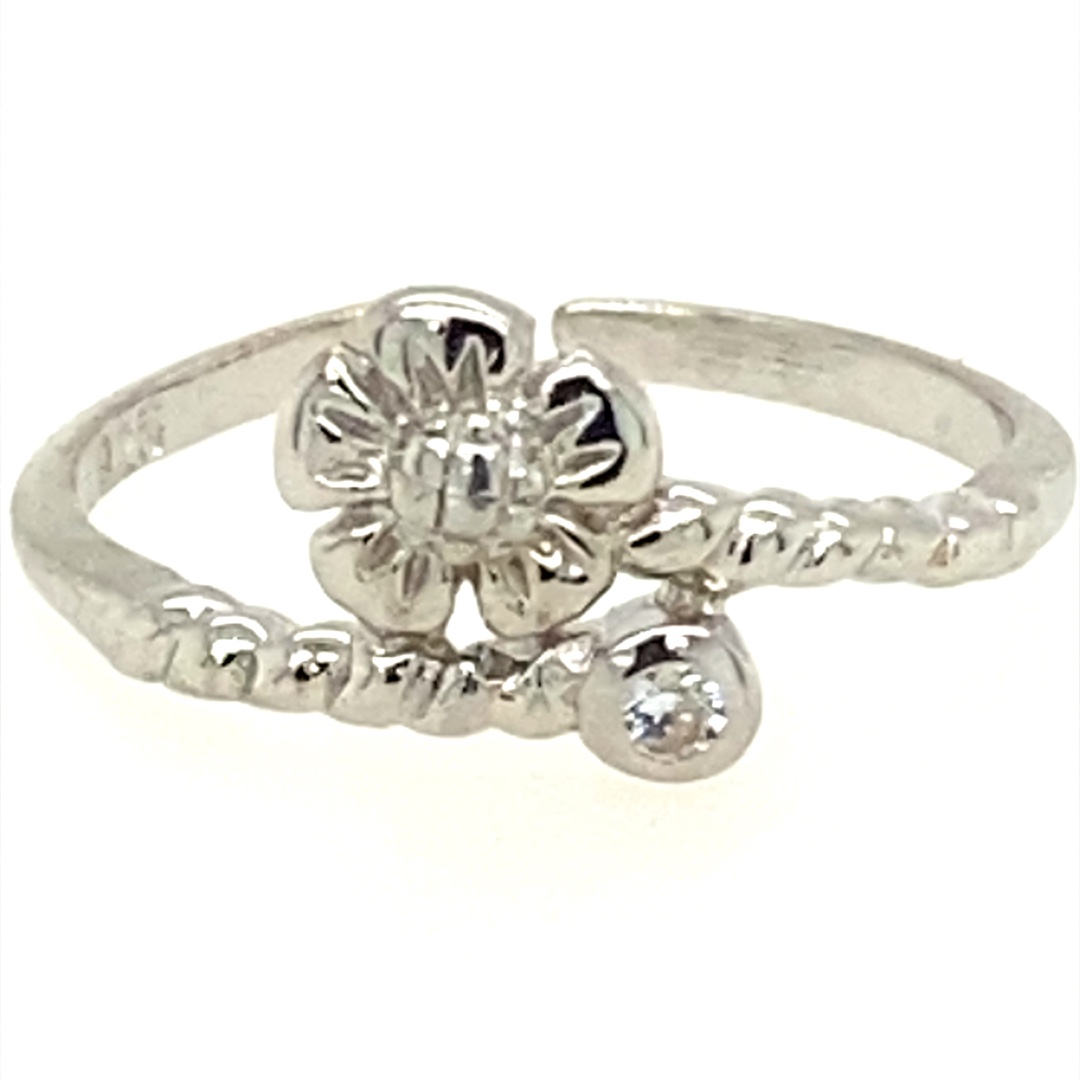 925 CZ FLOWER MILLGRAIN TOE RING - 8MM - 1.1g <br/>M13414