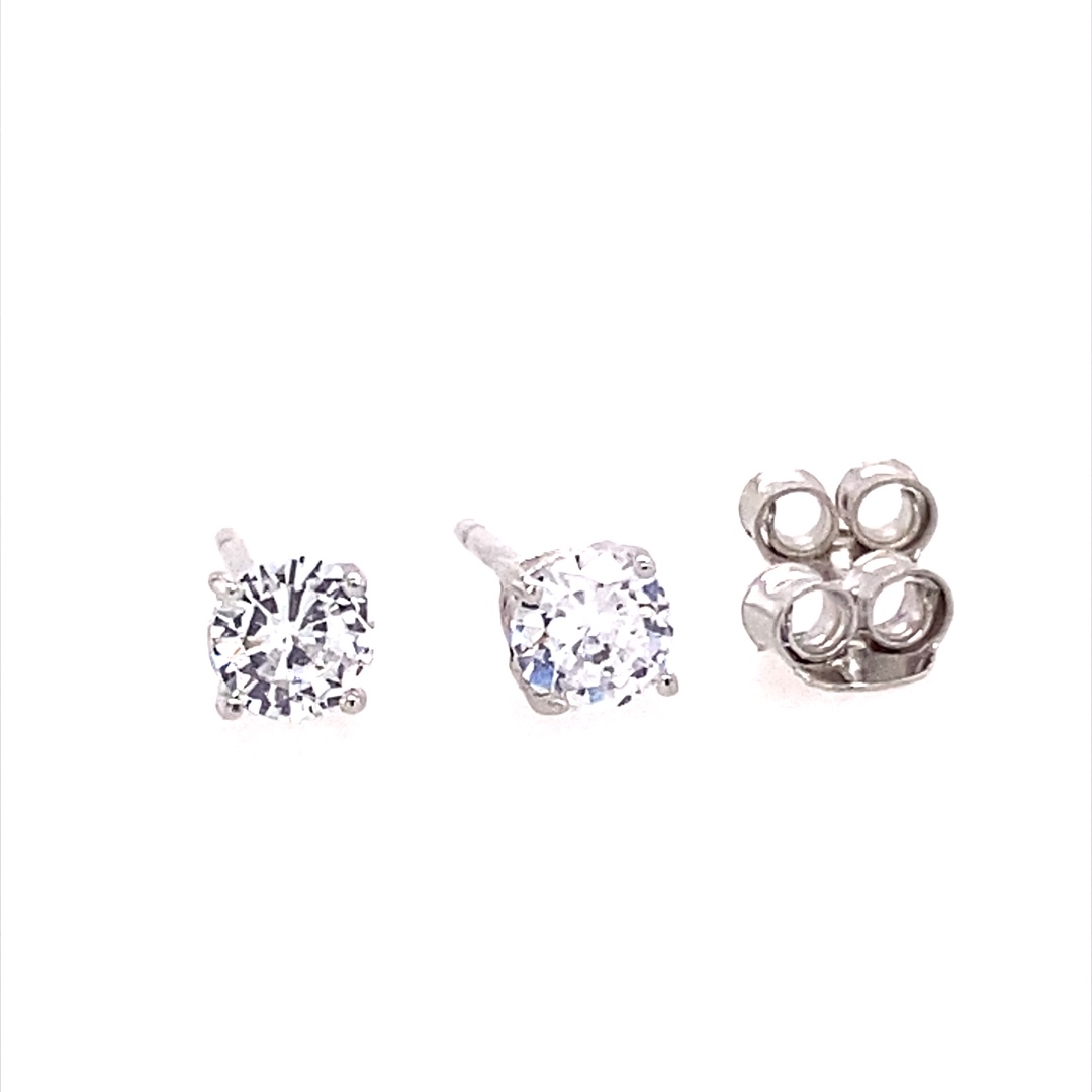 925 CZ 4 CLAW BASKET SET STUDS - 4MM - 0.65g <br/>M11954