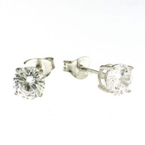 925 CZ 4 CLAW BASKET SET STUDS - 6MM - 1.16g <br/>M11956