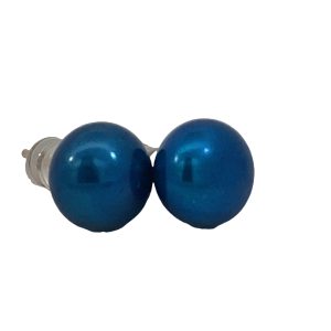 925 ROYAL BLUE FW PEARL SILICONE STUDS - 9.5-10MM