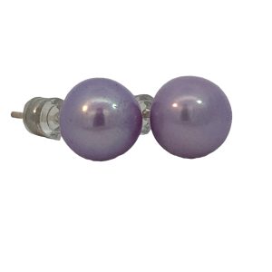 925 PURPLE FW PEARL SILICONE STUDS - 10-10.5MM