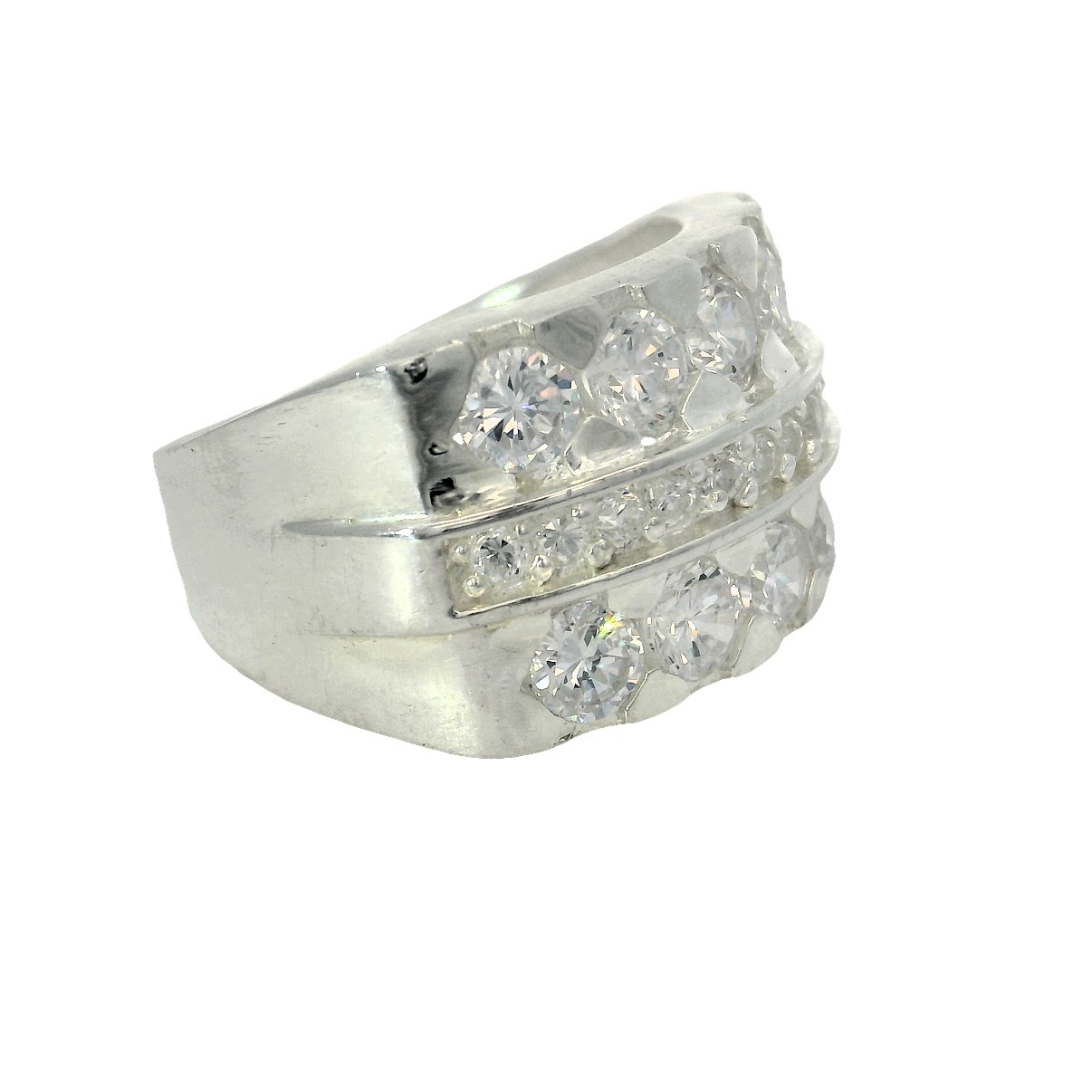 925 TRIP CZ PAVE BULKY RING - 15MM - Image 2