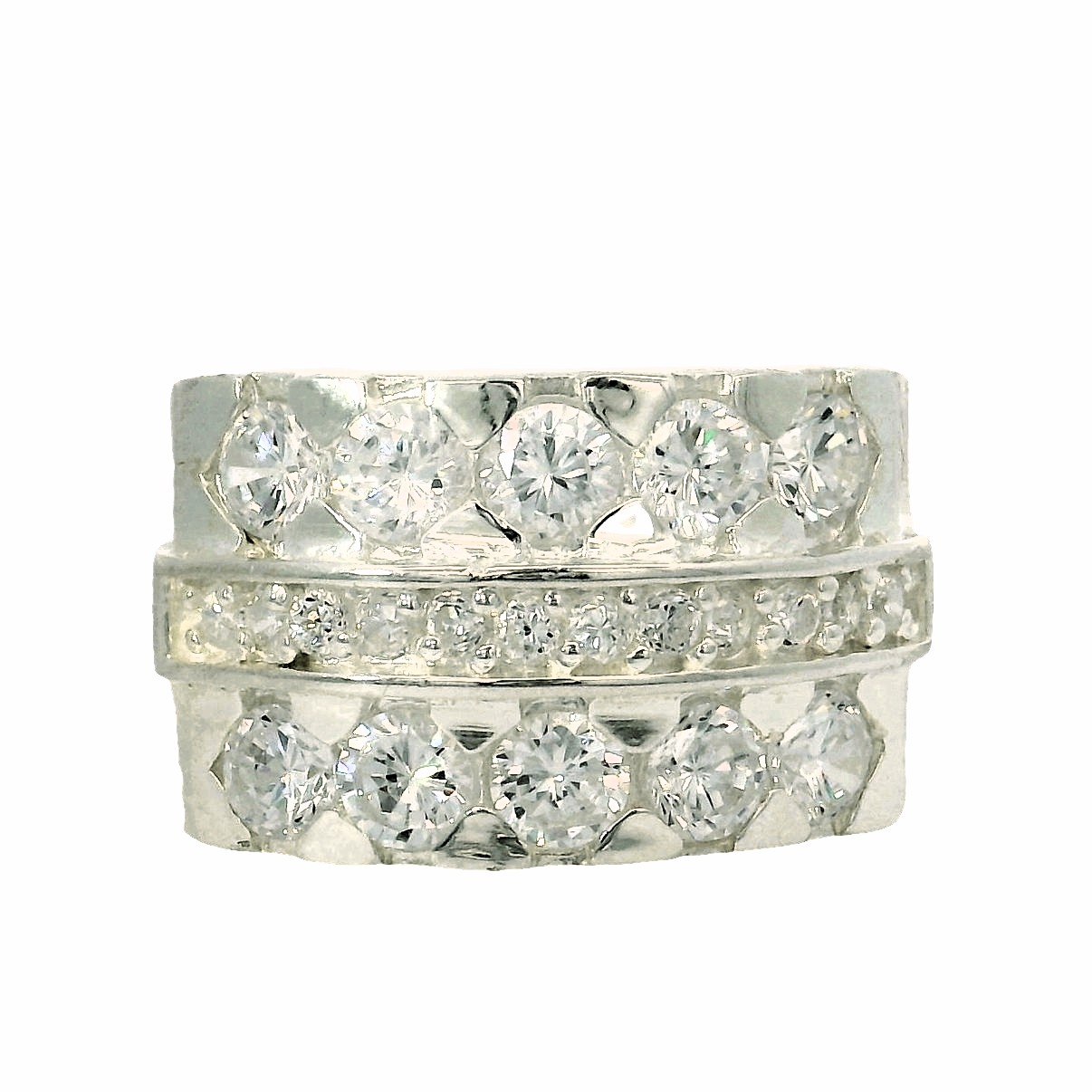 925 TRIP CZ PAVE BULKY RING - 15MM