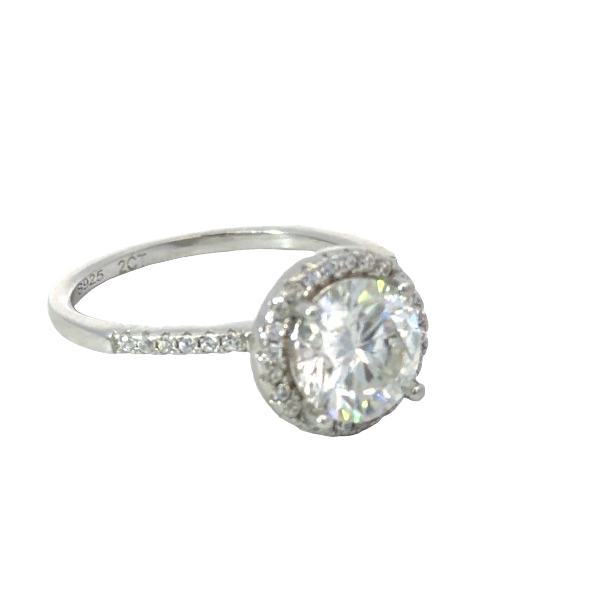 925 2ct D MOISSANITE 4 CLAW HALO RING - 8MM CERT - Image 2