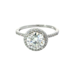 925 3ct D MOISSANITE 4 CLAW HALO RING 12MM+CERT