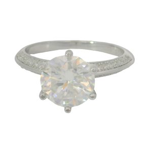 925 3ct D MOISSANITE 6 CLAW SET RING - 10MM+CERT