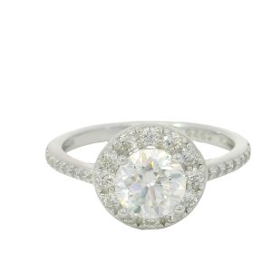 925 1ct D MOISSANITE HALO RING - 10MM - CERT