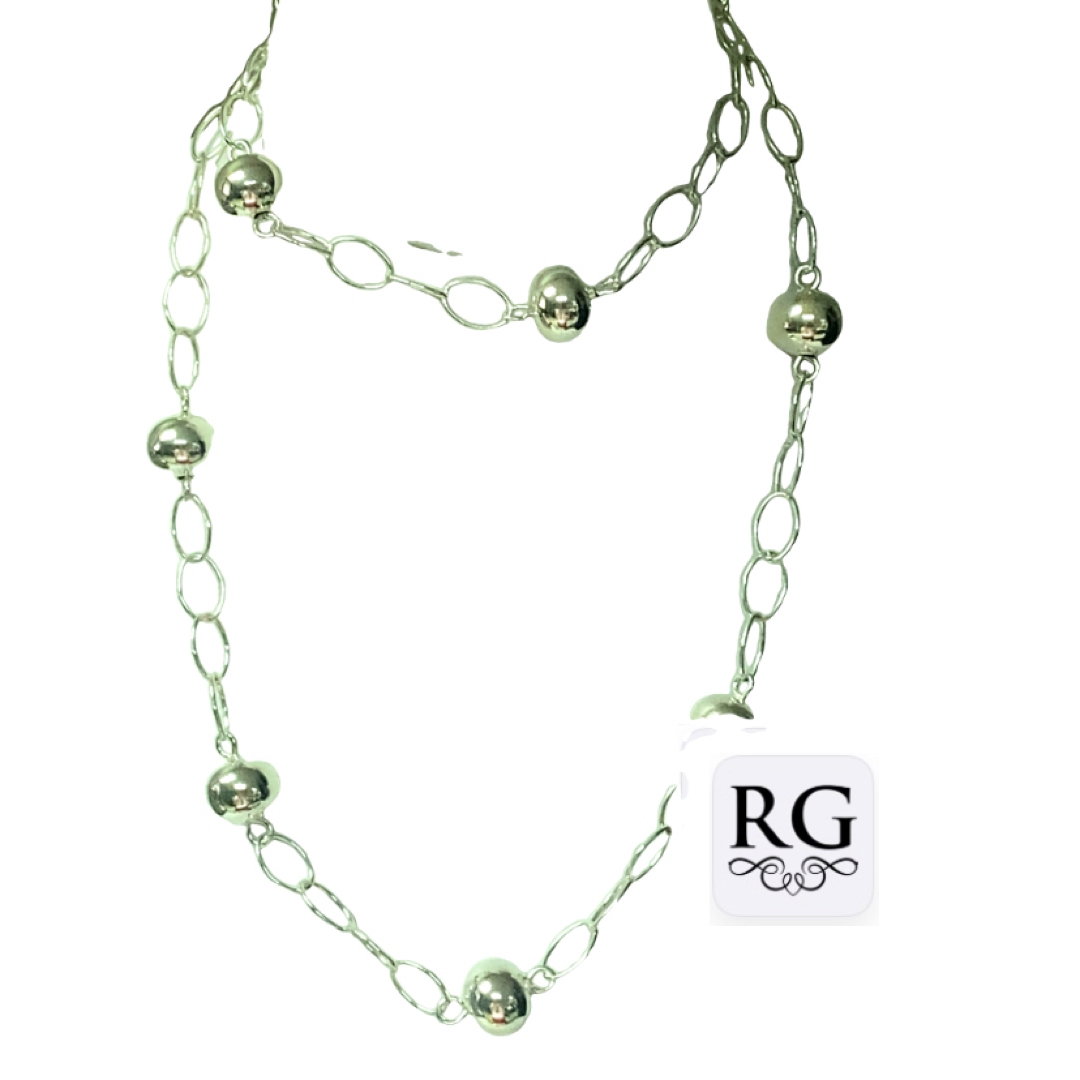 925 BALLS ON OVAL LINK LARET CHAIN - 12MM - 80CM
