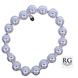 925 HOLLOW BALLS ON ELASTIC BRACELET - 10MM - 23g