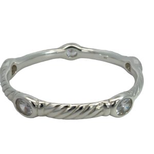 925 OVAL CLEAR CZ ROPE ETCH BANGLE 11MM 65 DIA 16.