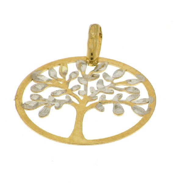 9CT Y+WG DIA CUT OPEN TREE OF LIFE PEND 15MM 0.5g <br/>018 - Image 2