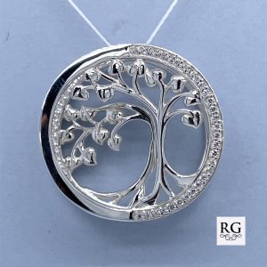 925 CZ PAVE OPEN CUT TREE OF LIFE 3D PEND - 24MM <br/>10010