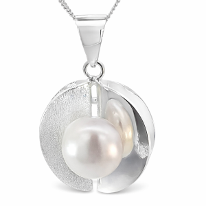 925 FW PEARL PL+MATT FANCY RND PEND - 35X22 - 8.6g <br/>10020