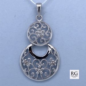 925 RH PL MILLGR FLOWER FILIGR DBL PEND 40X21 2.6g <br/>10024