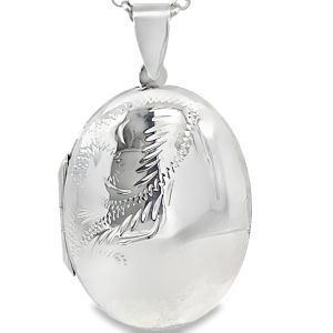 925 ENGRAVED OVAL DOME LOCKET - 44X25 - 8.3g <br/>10032