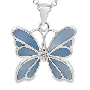 925 BLUE MOP BUTTERFLY PENDANT - 32X25 - 6.5g <br/>10034B