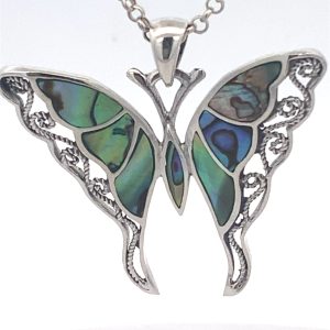 925 OXI ABALONE MILLGRAIN BUTTERFLY PEND 39X40 7g <br/>10036A