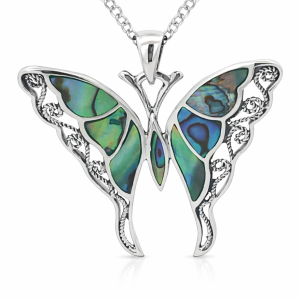 925 OXI ABALONE MILLGRAIN BUTTERFLY PEND 39X40 7g <br/>10036A