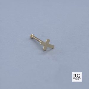9CT YG PLAIN CROSS NOSE BALL PIN - 5X4 - 0.07g <br/>1004