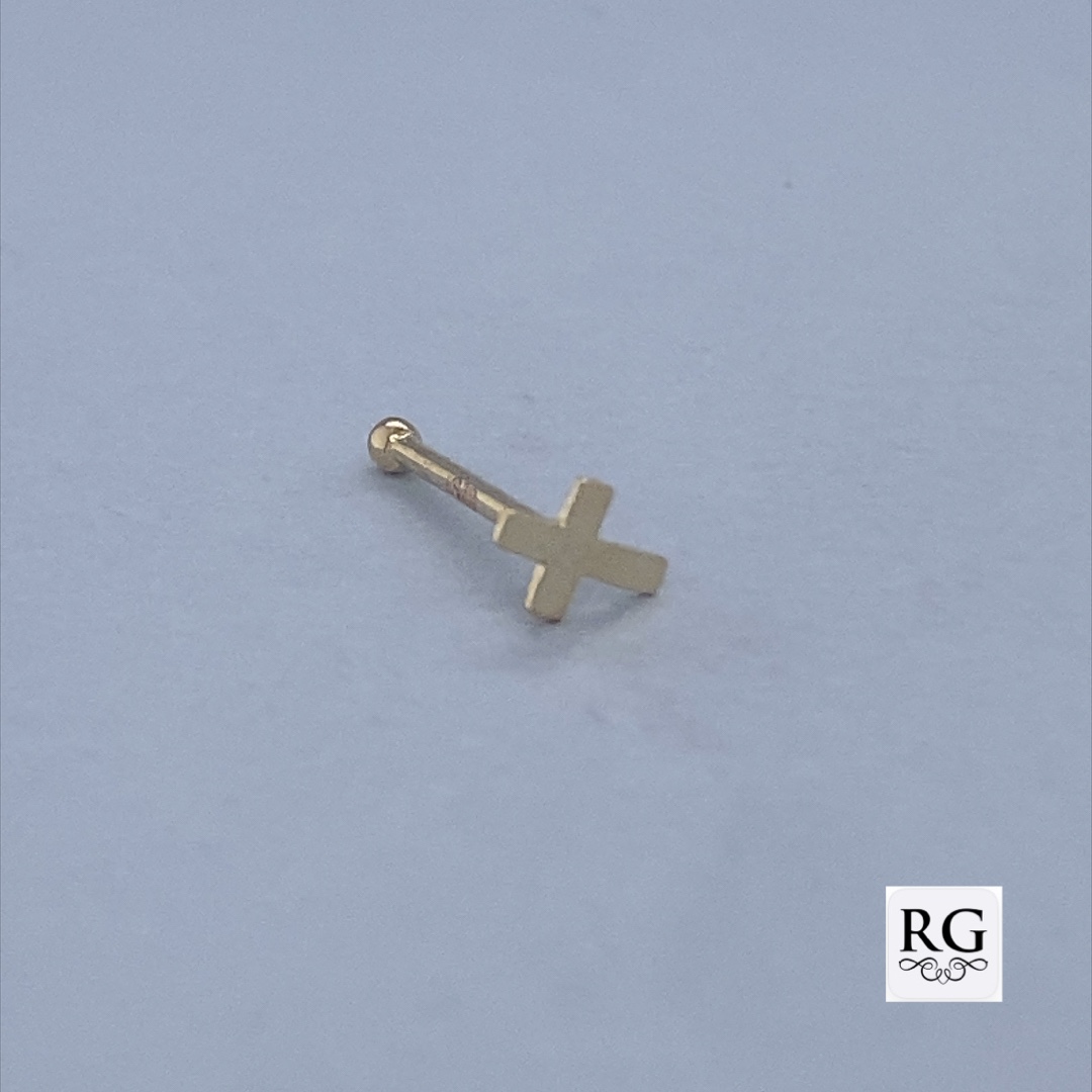9CT YG PLAIN CROSS NOSE BALL PIN - 5X4 - 0.07g <br/>1004
