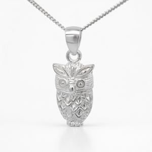 925 MATT ETCHED SITTING OWL PENDANT - 23X9 - 1.6g <br/>10041