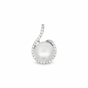 925 WH FW PEARL CZ PAVE SWIRL PEND - 19X12  1.76g <br/>10045
