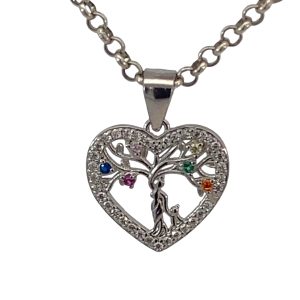 925 MULTI COL CZ TREE OF LIFE HEART PEND 20X15 1.2 <br/>10050