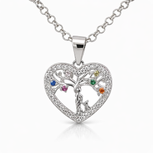 925 MULTI COL CZ TREE OF LIFE HEART PEND 20X15 1.2 <br/>10050