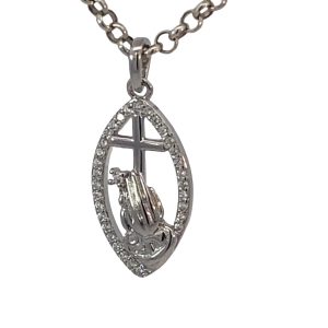 925 CZ PAVE PRAYING HANDS+CROSS PEND - 24X11 1.24g <br/>10054