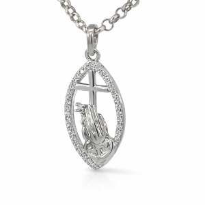 925 CZ PAVE PRAYING HANDS+CROSS PEND - 24X11 1.24g <br/>10054