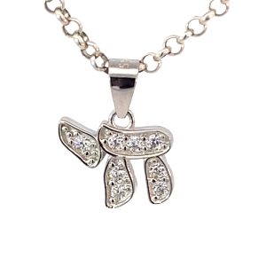 925 CZ PAVE CHAI PENDANT - 17X12 - 1.16 <br/>10057