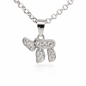 925 CZ PAVE CHAI PENDANT - 17X12 - 1.16 <br/>10057