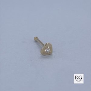 9CT YG CZ HEART NOSE BALL PIN - 4X3 - 0.10g <br/>1006