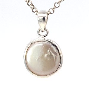 925 WH FW PEARL RND TUBE SET PENDANT - 26X15  2.6g <br/>10068