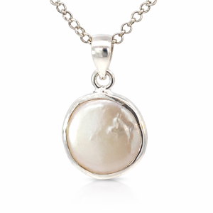 925 WH FW PEARL RND TUBE SET PENDANT - 26X15  2.6g <br/>10068