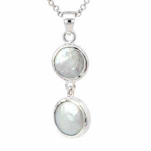925 WH FW PEARL DBL HANGING PEND - 42X13 - 3.3g <br/>10069