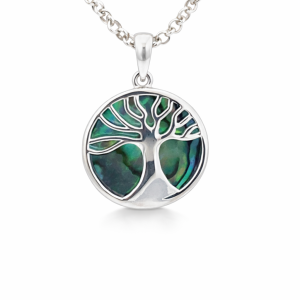 925 OPEN TREE OF LIFE ABALONE RND PEND - 24X17 -2g <br/>10091