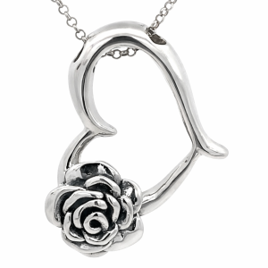 925 OXI ROSE OUTLINE HEART SLIDING PEND 50X42 8.5g <br/>10092