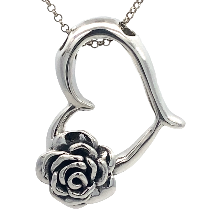925 OXI ROSE OUTLINE HEART SLIDING PEND 50X42 8.5g <br/>10092