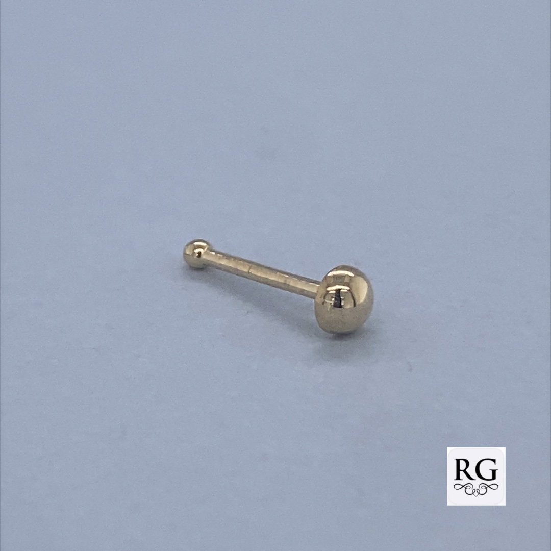 9CT YG PLAIN HALF BALL NOSE PIN - 3MM - 0.10g <br/>1012