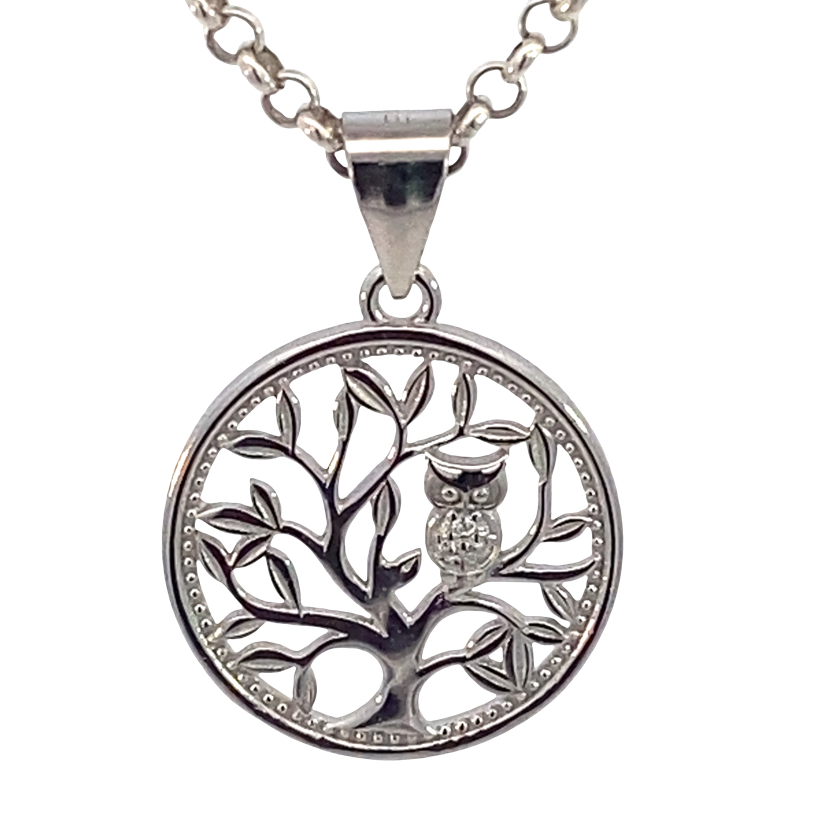 925 CZ PAVE TREE OF LIFE OPEN RND PEND 25X17 1.8g <br/>10141