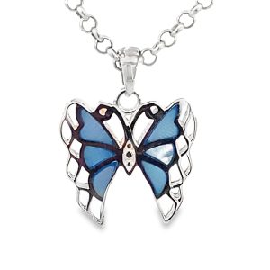 925 BLUE MOP OPEN CUT BUTTERFLY PEND - 22X17 - 2g <br/>10143B