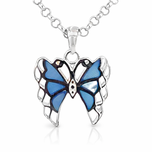 925 BLUE MOP OPEN CUT BUTTERFLY PEND - 22X17 - 2g <br/>10143B