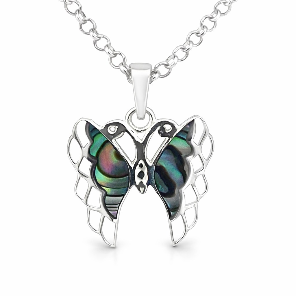925 ABALONE OPEN CUT BUTTERFLY PEND - 22X17 1.69g <br/>10144A